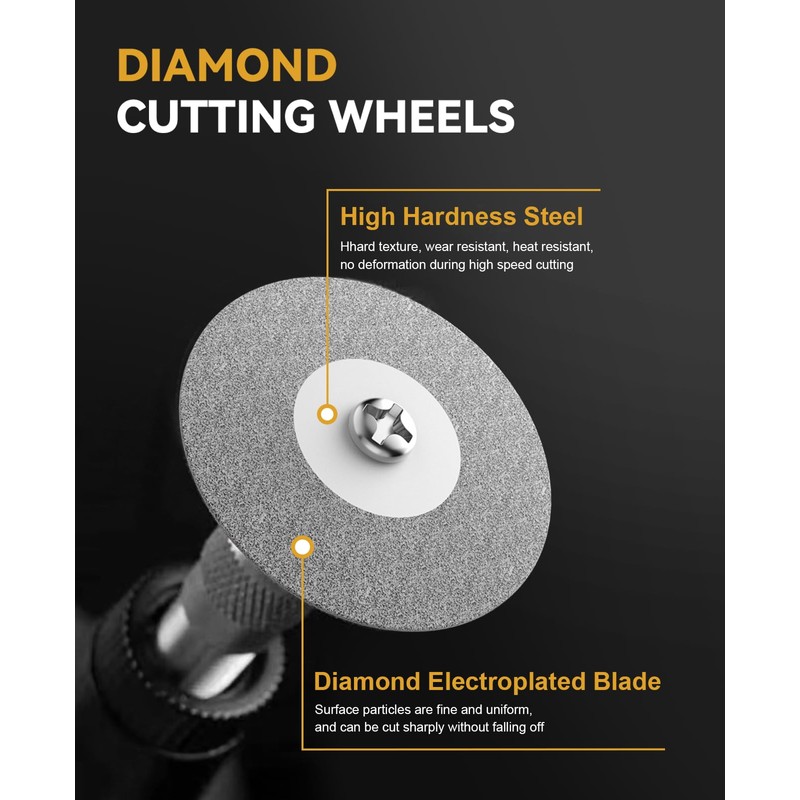 25Pcs Diamond Grinder Bit and Cutting Wheel Set for Dremel,