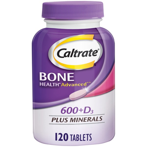 Caltrate 600 Plus D3 Plus Minerals Calcium and Vitamin D Supplement Tablets, Bone Health and Mineral Supplement for Adults - 120 Count (Packaging may vary)