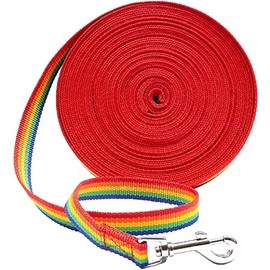 Downtown Pet Supply - Long Dog Leash - Dog Training Leash - Recall & Obedience Dog Training Tools - Nylon - 150 ft - Rainbow Dog Leash