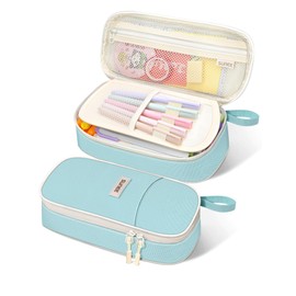 SUNEE Cute Pencil Case, Aesthetic Pen Pouch, Colored Large Pencil Bag with Zipper, Kawaii Stationery Storage and Organizer, School Supplies for Teen and Adult Girls, Mint Green