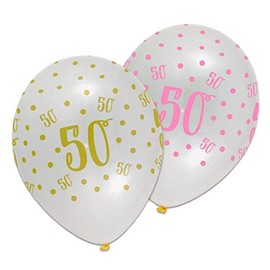 Creative Party Clear Print Birthday Balloons, 6 50th Birthday Balloons, party decorations, premium 50th birthday decorations, RB314,30cm (12")