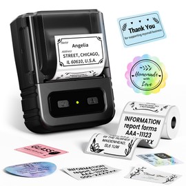 Ponek Bluetooth Label Maker Machine with Tapes, M102 Barcode Printer 2 Inch Sticker Label Printer with 1000+ Icons 300+Templates for Small Business, Office, Home, School, Black