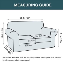 FantasDecor 3 Piece Sofa Covers Velvet for 2 Cushion Couch Stretch Loveseat Slipcover with Individual Seat Elastic Furniture Protector for Pets (Loveseat, Stone Blue)