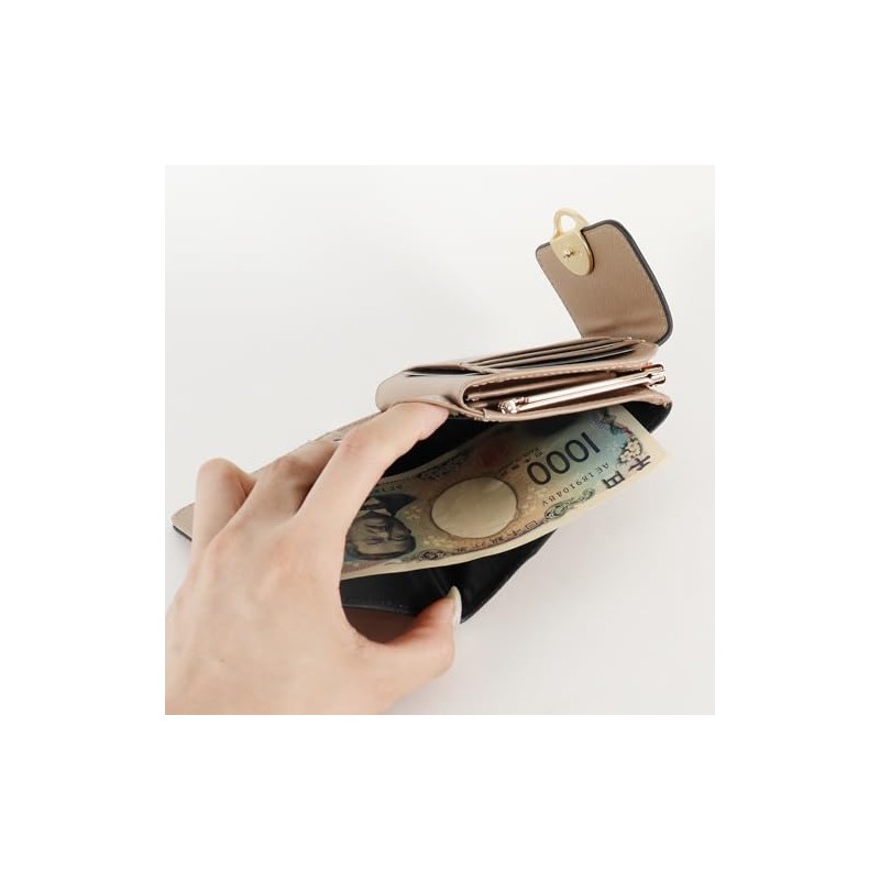 Hirokokoshino Femme Women's Bifold Wallet, Purse Brooch, Compact, Bifold, Silver,