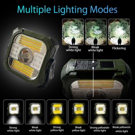 LED Solar Portable Camping Lights with Stand dimmable,Magnetic Work Lights 1500lm, IP65 Waterproof, 7 Light Modes Portable Flood Light, Camping Lantern for Indoor Outdoor (Grey)