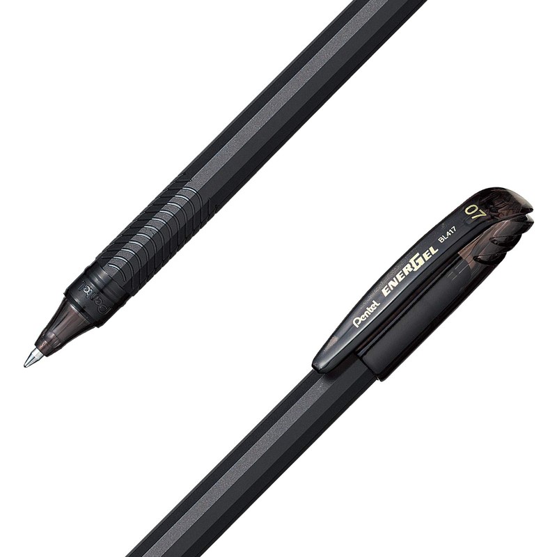 Pentel BL417BP2-A Bolígrafo Energel BL417, Tinta Negra, Blíster 2 piezas