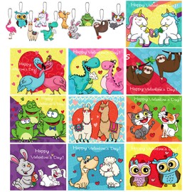 Giiffu Giiffu Valentines Cards for Kids Classroom, 40PCS Keychains kids Valentines Day Cards for Boys Girls, Valentine Exchange Greeting Cards Gift Pack for Classroom School Class Activities Party Favors