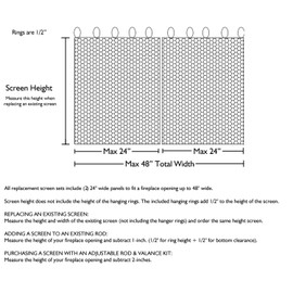 Midwest Hearth Fireplace Mesh Screen Curtain 29" High. Two 24" Wide Panels. Made in USA (Black)