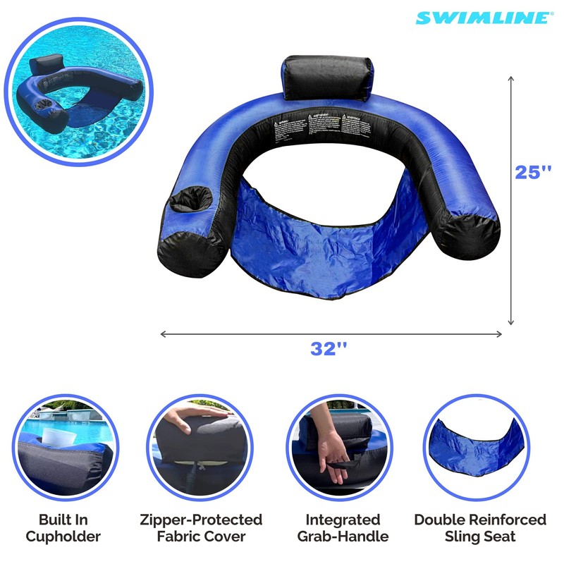 SWIMLINE ORIGINAL Fabric Covered U-Seat Inflatable Pool Lounger | With