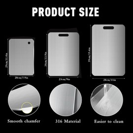 Yamato Chopping Board, Titanium Chopping Board, Stainless Steel Double Sided Cutting Boards for Meat, Fruit, Titanium Cutting Boards for Kitchen, 3 Pieces