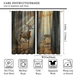 AAVEUP - Cortina rústica de caza, estilo clásico de otoño, bosque, árbol de abedul, alce salvaje, decoración rústica de cabaña, tratamientos de ventana, cortinas térmicamente aisladas para sala de