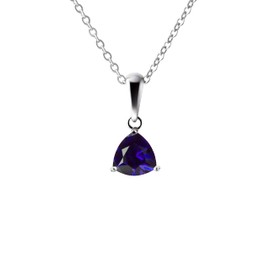 Franki Baker Small Trillion shaped Iolite & Sterling Silver Gemstone Pendant Necklace. Chain Length: 50cm. Gemstone Size: 5mm