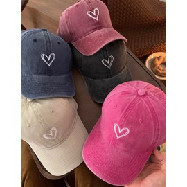 Morris Coo Women's Cap, Deep, Heart, One Point, Cute, Casual, Sun Protection, Baseball Hat, Golf, Adjustable, Black (JP, Alphabet, Free Size, Black)