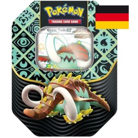 Paldeas Schicksale 4.5 Tin Box with 4 Boosters and Much More German + Heartforcards® Shipping Protection (Giant Tooth Ex)
