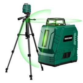Laser Level with Adjustable 47 inch Tripod, RockSeed 1x360° Horizontal and 1x 150° Vertical Green Line Self-Leveling Laser Level, Rechargable Laser Leveler, for Hanging Pictures/Wall Construction