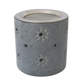 Incense Burner Soapstone Height Approx. 8 cm Diameter Approx. 8 cm Grey