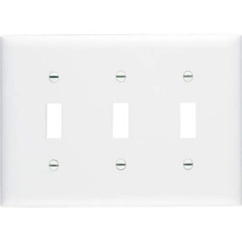 Legrand - Pass & Seymour TP3WCC12 TP1WCP10 Toggle Switch Wall Plates, 3-Gang, White