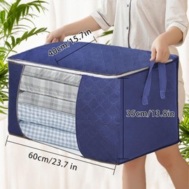 90L storage bag Large Clothes Storage Bags with Strengthened Handles for Bedding,Comforters,Clothes, Quilt, Blankets(3 Pack blue)