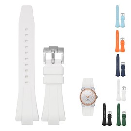 Quick Release 12mm Rubber Band For Tissot PRX Powermatic 80 40mm, Replacement Watch Bands With Buckle For Tissot PRX Series - Multiple Colors (White)