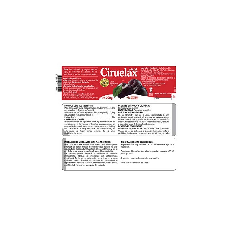 Ciruelax Laxante Jalea De Origen Natural Con 300 Gramos