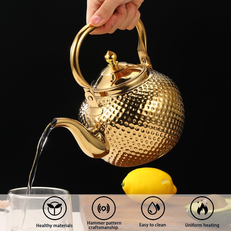 Alunsito Teapot for Stove Top, Stovetop Tea Kettle, Food Grade