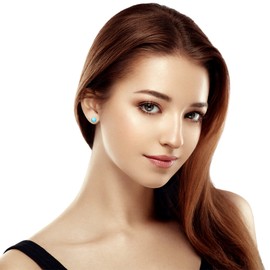 Beaux Bijoux Sterling Silver Blue Larimar Earrings for Women - Natural Larimar Jewelry - Natural Blue Larimar Stones - Unique Hypoallergenic Stud Larimar Earrings for Women, Sterling Silver, Natural