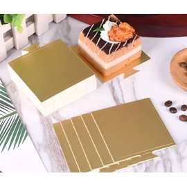 YIHUANYIFA 3.1" Mini Cake Base, 200Pcs Square Cardboard Perfect for Cake Decorating Cake Dessert Displays Tray Cardboard (Gold square, 200pcs)