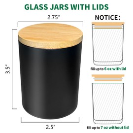 SUPMIND 15 Pack Empty Candle Jars 7oz Frosted Glass Jars with Bamboo Lids and Stickers and Labels, Bulk for Making Candles Containers Vessels - Dishwasher Safe