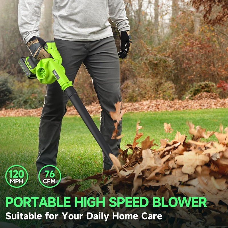 Leaf Blower Cordless with 2 Batteries and Charger, 20V Electric