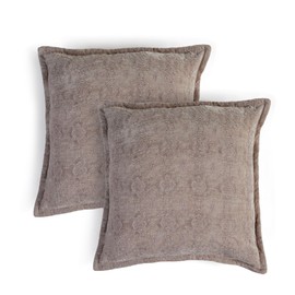 Market & Place Pack of 2 Decorative Boho Throw Pillow Covers 20x20 Inch | Soft Textured Chenille Jacquard Couch Pillow Covers for Sofa, Living Room, Bedroom | Charlotte Collection (Grey)