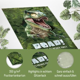 12 x Invitation Cards Children's Birthday A6 "Dino" Party Invitations for Children, Birthday Invitations from Lernfreunde - Sustainable and Climate Friendly