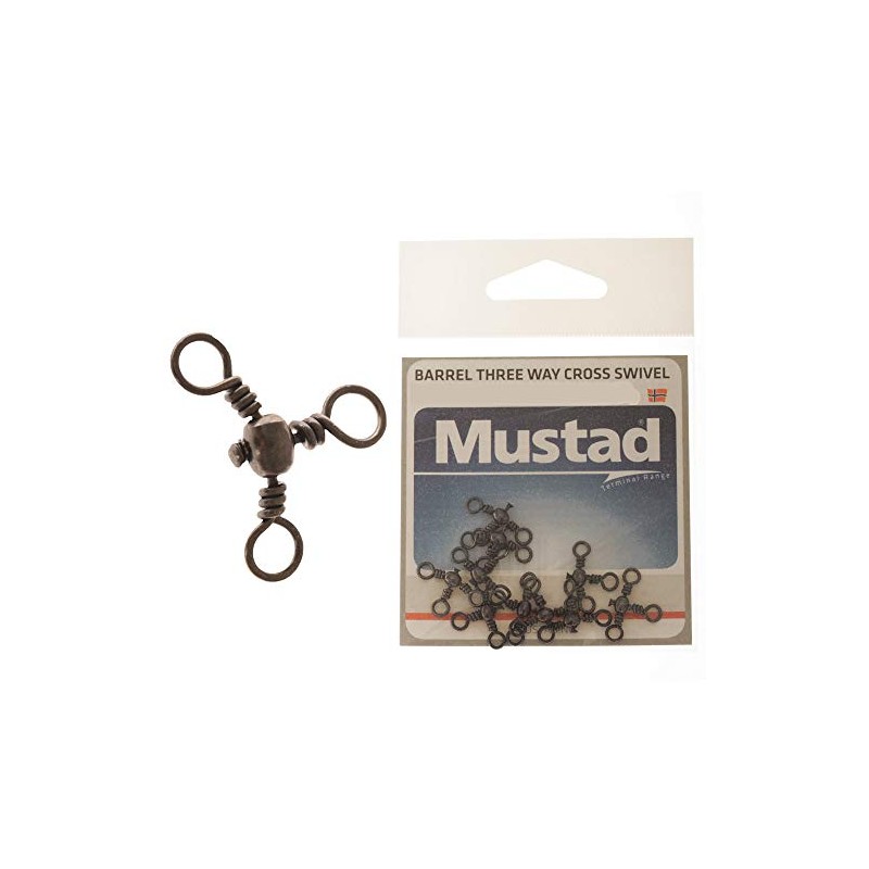 Mustad Mini 3-Way Cross Barrel Canal Swivels Size 2/0 Qty