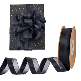 Craftdady 49.21 Yards Black Ribbon for Gifts Wrapping 1 Inch Nylon Ribbons for Bowknot Making Boutique Ribbons Wedding Wreath Bow Ribbon Holiday Festival Ribbons for DIY Cloth Hair Accessories