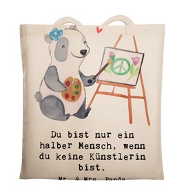 Mr. & Mrs. Panda Artist's Heart Tote Bag, Bag, Gallery Opening, Acrylic Paints, Profession, Company, Laptop Bag, Canvas, Art School, Fabric Bag, Painter, Shoulder Bag, Gift, White, Hand Drawn