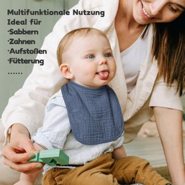 Susurration Baby Muslin Bibs Baby Soft Adjustable Square Drool Bibs 6 Pack for Unisex Girls & Boys, blue