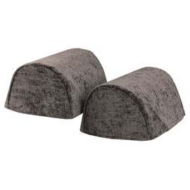 Classic Home Store Crushed Velvet Chenille Pair of XL Round Arm Caps Soft Touch Sofa Furniture Cover (Silver)