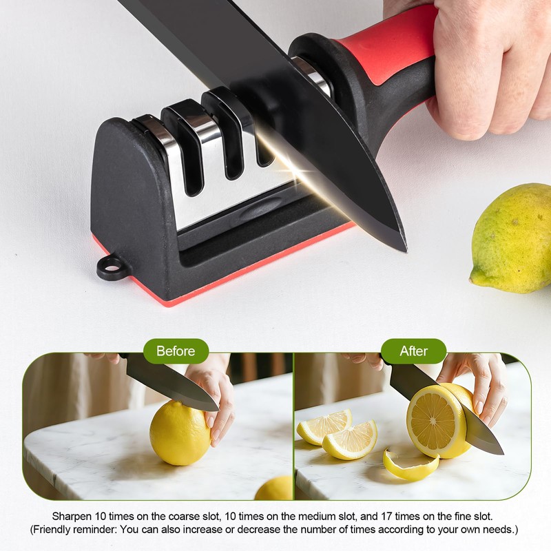 Professional 4-in-1 Knife Sharpener with Tungsten Steel & Ceramic Slots,