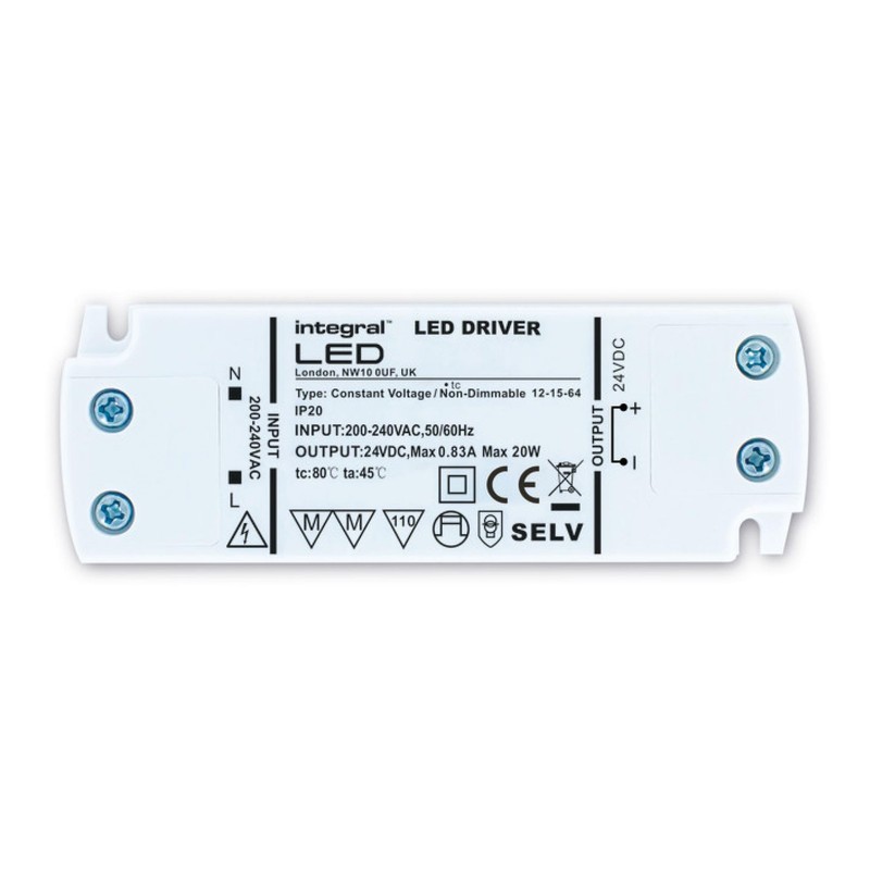 Integral ILDRCVA086 24v LED Driver 15w, screw terminals