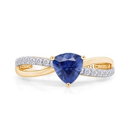 AFFY 1 1/4 Carat Simulated Tanzanite & White Sapphire Infinity Womens Ring In 14k Yellow Gold Over Sterling Silver (1.25 Cttw) Ring Size- 5