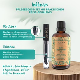 Organic Rosemary Oil | Promotes Hair Growth - Rosemary Essential Oil | With Eyelash Bottles | Natural & Pure - Hair Oil for Hair Loss - High Dose - Rosemary Oil Hair