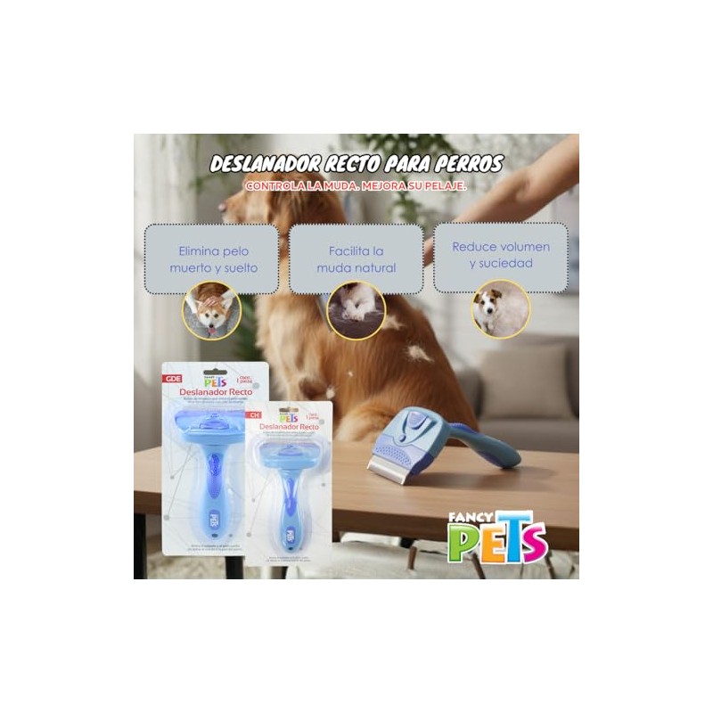 Fancy Pets Deslanador Recto Grooming Tamaño Chico para Perro y
