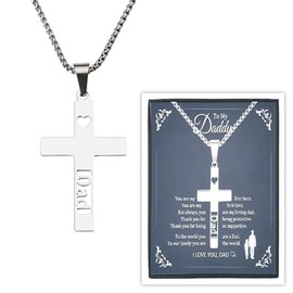 Dad Gifts for Fathers Day Necklace for Dad Men Father Cross Necklace Thank You Dad Gifts from Daughter Son Daddy Wedding Birthday Gifts for Dad Christian Religious Gifts for Dad I Love You Daddy Gift