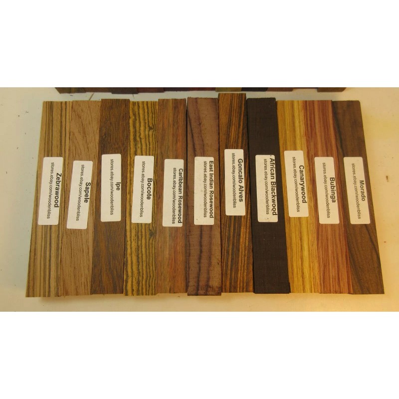 22 Different Exotic Wood Pen Blanks ¾”x5” Cocobolo, Zebrawood, Bocote