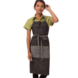 Chef Works Unisex Manhattan Bib Apron, Black, One Size