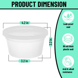 [40 Sets] 12 Oz. Plastic Deli Food Storage Containers with Airtight Lids, USA Heavy Duty, Slime, Soup, Meal Prep Containers | BPA Free | Stackable | Leakproof | Microwave/Dishwasher/Freezer Safe,