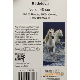 Badetuch Strandtuch Duschtuch "Weiße Pferde am Strand" - 70 x 140 cm