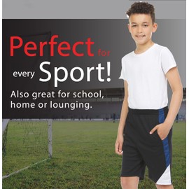 Power Forward - Paquete de 4 pantalones cortos deportivos deportivos para niños y jóvenes, rendimiento activo, entrenamiento, baloncesto, ligeros, para gimnasio, set d, 8