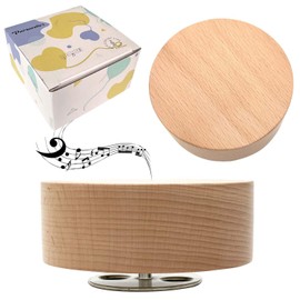 Pursuestar Over The Rainbow Music Box, Center Rotating 10cm Round Solid Wood Wind Up Musical Gift for Women Girls Mom Birthday Desktop Display Model Kits Holder