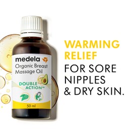 Medela Organic Breast Massage Oil for Breastfeeding Mothers | Relief of Breast Tension and Bloating | Natural Formula with Nourishing Ingredients I Warming Relief