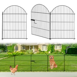 Toncoke Garden Fence Animal Barrier, 10 Panels 32 in(H) x 22 ft(L) Tall Metal Wire Temporary No Dig Fence with Gate, Decorative for Outdoor Yard Patio Flowerbed, Borders for Dog Rabbit